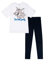 Комплект трикотажный для девочек: фуфайка (футболка), брюки (легинсы)