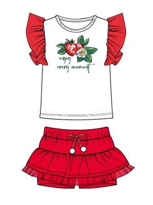 Play today Комплект трикотажный для девочек: фуфайка (футболка), юбка-шорты