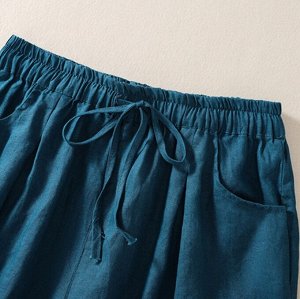 Женские шорты с эластичным поясом, с кружевными нашивками, синий