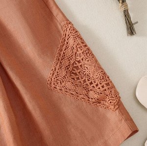 Женские шорты с эластичным поясом, с кружевными нашивками, оранжевый