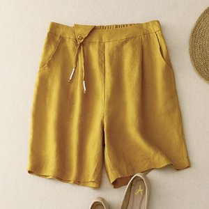 Женские шорты с эластичным поясом, горчично-желтый