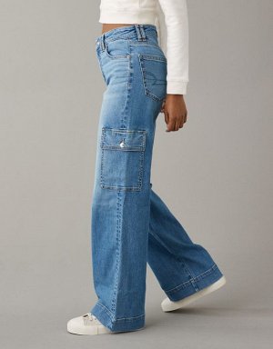 AE Dreamy Drape Stretch Super High-Waisted Cargo Baggy Wide-Leg Jean