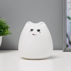 Фигурка световая RISALUX «Антистресс мякиш кошечка», LED-ночник, RGB, от батареек, 3xААА, 9.5x9.5x10.5 см