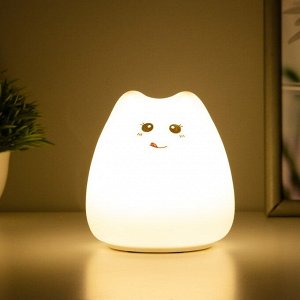Фигурка световая RISALUX «Антистресс мякиш кошечка», LED-ночник, RGB, от батареек, 3xААА, 9.5x9.5x10.5 см