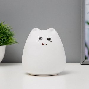 Фигурка световая RISALUX «Антистресс мякиш кошечка», LED-ночник, RGB, от батареек, 3xААА, 9.5x9.5x10.5 см