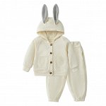 Детский костюм: кофта с капюшоном + брюки, цвет молочный