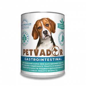 PETVADOR VETERINARY DIETS Gastrointestinal Профилактика болезней желудочно-кишечного тракта у собак, индейка/курица ж/б 340 гр 1/12