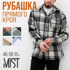 Рубашка мужская в клетку MIST, черный/белый