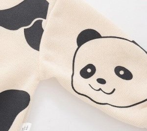 Детский костюм: кофта, принт "панда", цвет молочный + брюки, цвет серый