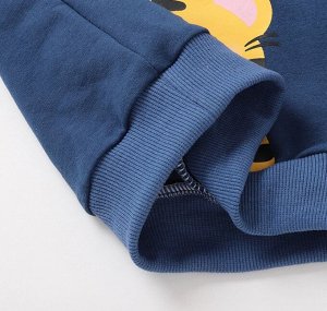 Детский костюм: свитшот + брюки, принт "тигренок", цвет синий/серый