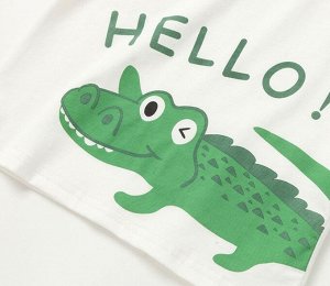 Детский костюм: футболка, принт "крокодил", цвет белый + шорты, цвет зеленый