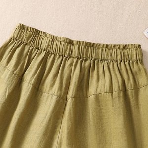Женские шорты с эластичным поясом, с вышитым принтом, горчично-желтый