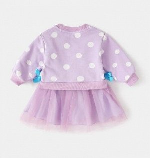 Детское платье с фатиновой юбкой, принт "котик", цвет фиолетовый