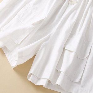 Женские шорты с эластичным поясом и накладными карманами, белый