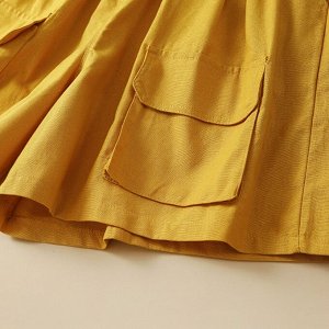 Женские шорты с эластичным поясом и накладными карманами, желтый