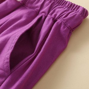 Женские шорты с эластичным поясом и накладными карманами, пурпурный