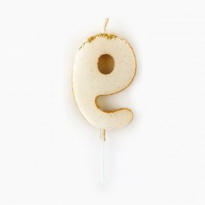 Свеча-цифра в торт блестящая «9», золото, 4 х 10 см