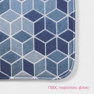 Коврики для ванной и туалета Доляна «Бурлеск», 2 шт., 50x80, 40x50 см, синие