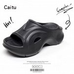 Женские тапочки с массивной подошвой, цвет черный