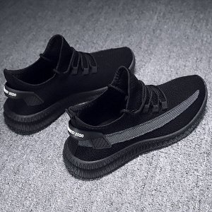 Мужские кроссовки на шнурках-затяжках, цвет черный/серый