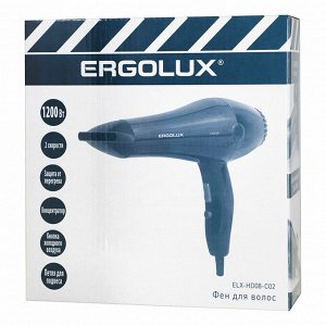 Фен для волос, 1200 Вт, черный ПРОМО, 220-240В. ERGOLUX ELX-HD08-C02