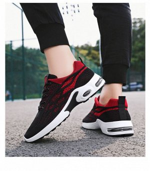 Мужские легкие кроссовки, цвет черный/красный