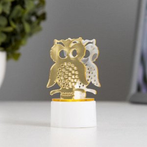 Фигурка светящаяся RISALUX «Сова», LED-ночник, от батареек 3xLR41, золото, 3.5x3.5x6 см