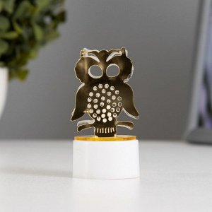 Фигурка светящаяся RISALUX «Сова», LED-ночник, от батареек 3xLR41, золото, 3.5x3.5x6 см