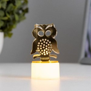 Фигурка светящаяся RISALUX «Сова», LED-ночник, от батареек 3xLR41, золото, 3.5x3.5x6 см