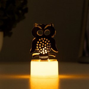 Фигурка светящаяся RISALUX «Сова», LED-ночник, от батареек 3xLR41, золото, 3.5x3.5x6 см