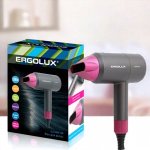 Фен для волос, 1200 Вт,  серый/розовый 220-240В. ERGOLUX ELX-HD09-C08