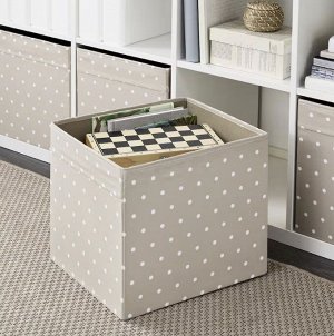 IKEA DRÖNA, коробка Бежевый/с точками 33х38х33 см