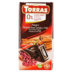 шоколад TORRAS Dark & Rose Pepper, Cinnamon and Chilli 75 г 1/12