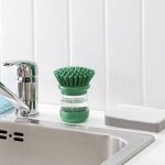 ВИДЕВЕКМАЛЬ Щетка для мытья посуды с мыльницей, ярко-зеленая.