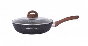 Сковорода антипригарная литая 26см стеклянная крышка Granit ultra blue ТМ KUKMARA