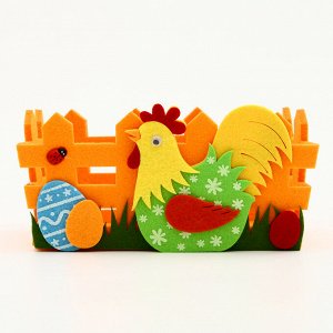 Пасхальный декор корзинка оранжевого цвета "Петушек" 10х16х9 см