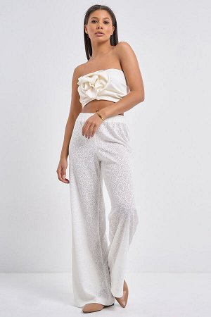 Брюки вечерние из кружева молочные