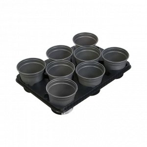 Набор для рассады: стаканы по 520 мл (8 шт.), поддон 40 x 30 см, чёрный, Greengo