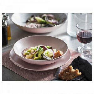 FÄRGKLAR, Тарелка матово-светло-розовая, 26 см/ 4 шт