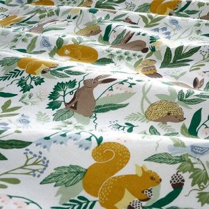 TROLLDOM, Комплект постельного белья для детской кроватки из 3 предметов, рисунок лесных животных/ разноцветный, 60x120 см,