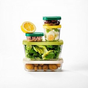 HAVSTOBIS, контейнер для пищевых продуктов с крышкой, набор из 5 штук, прозрачный / разноцветный,