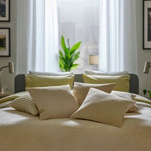 SANDTRAV, Подушка, желто-бежевая/белая, 45х45 см