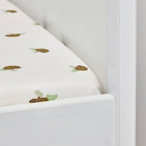 TROLLDOM, Простыня для детской кроватки с рисунком ежика/белая, 60x120 см,
