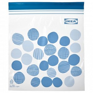 IKEA ISTAD, закрывающийся пакет, с рисунком ярко-синий, 1 л,