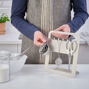 UPPFYLLD, Подставка для кухонных принадлежностей, светло-серая/бежевая, 28х10 см