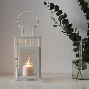 BORRBY, фонарь для блочной свечи, внутренний / наружный, белый, 28 см