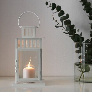 BORRBY, Фонарь для свечи, внутренний/наружный, белый, 28 см