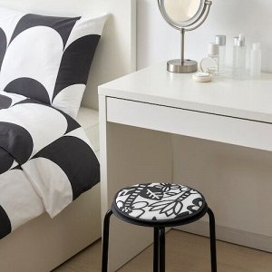 БРУКСВАРА, подушка для стула, антрацитово-белый / цветочный узор,