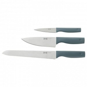 TIGERBARB, набор ножей из 3 частей, серо-бирюзовый