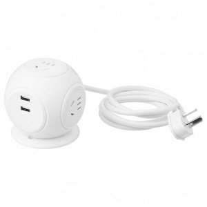 HAGSTA, 3-полосная розетка с 2 USB-портами